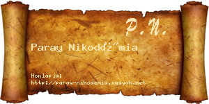 Paray Nikodémia névjegykártya
